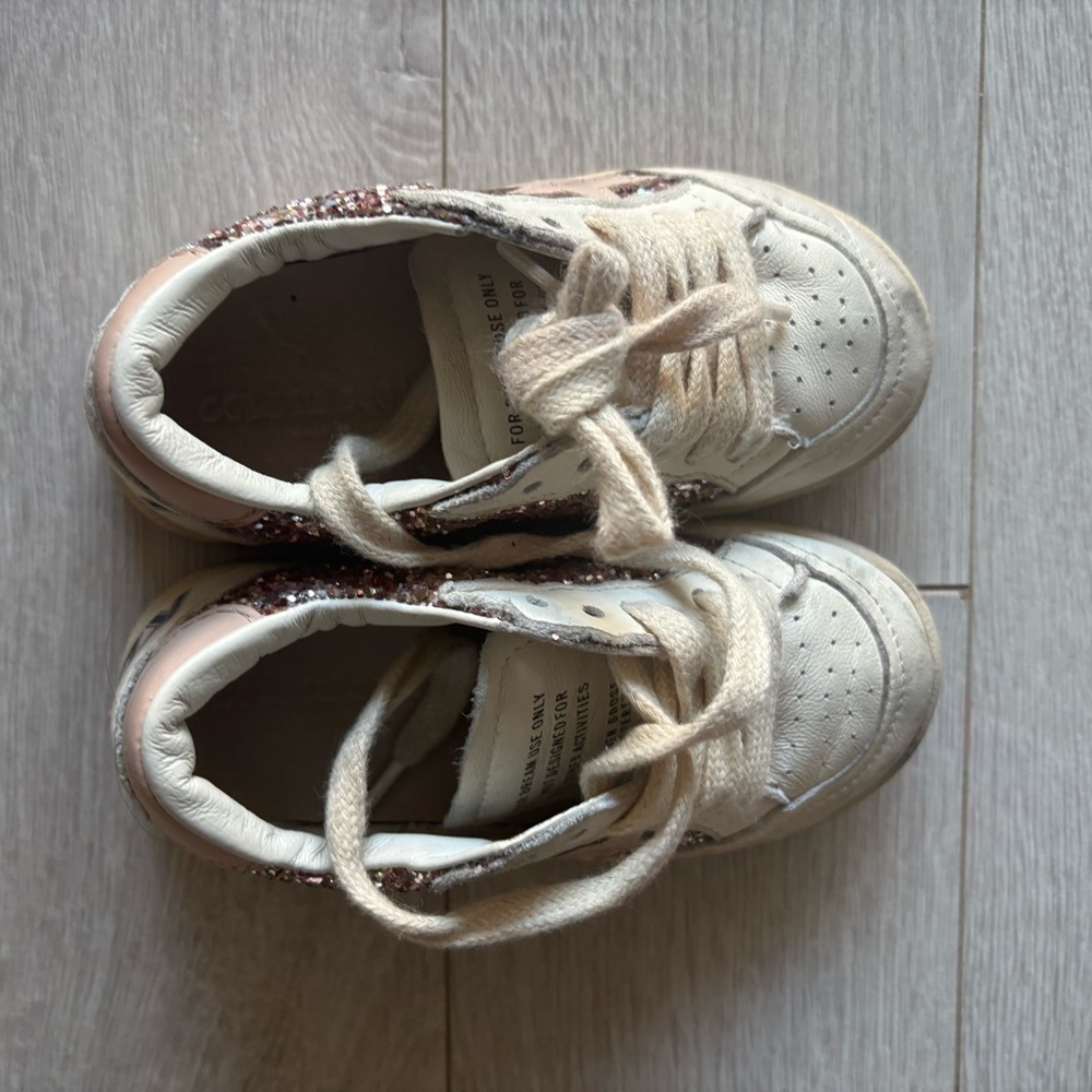 Golden Goose Kids Cream and Pink Glitter Sneakers